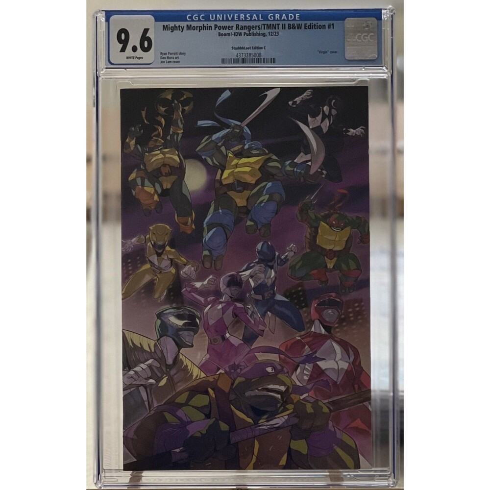 Mighty Morphin Power Rangers/TMNT II #1 CGC 9.6 B&W Edition Boom! 2017